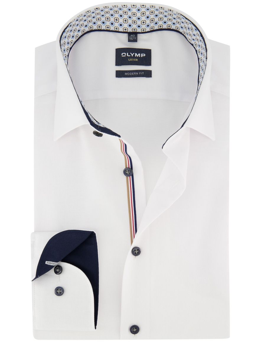 Wit overhemd Olymp Luxor Modern fit strijkvrij mouwlengte 7