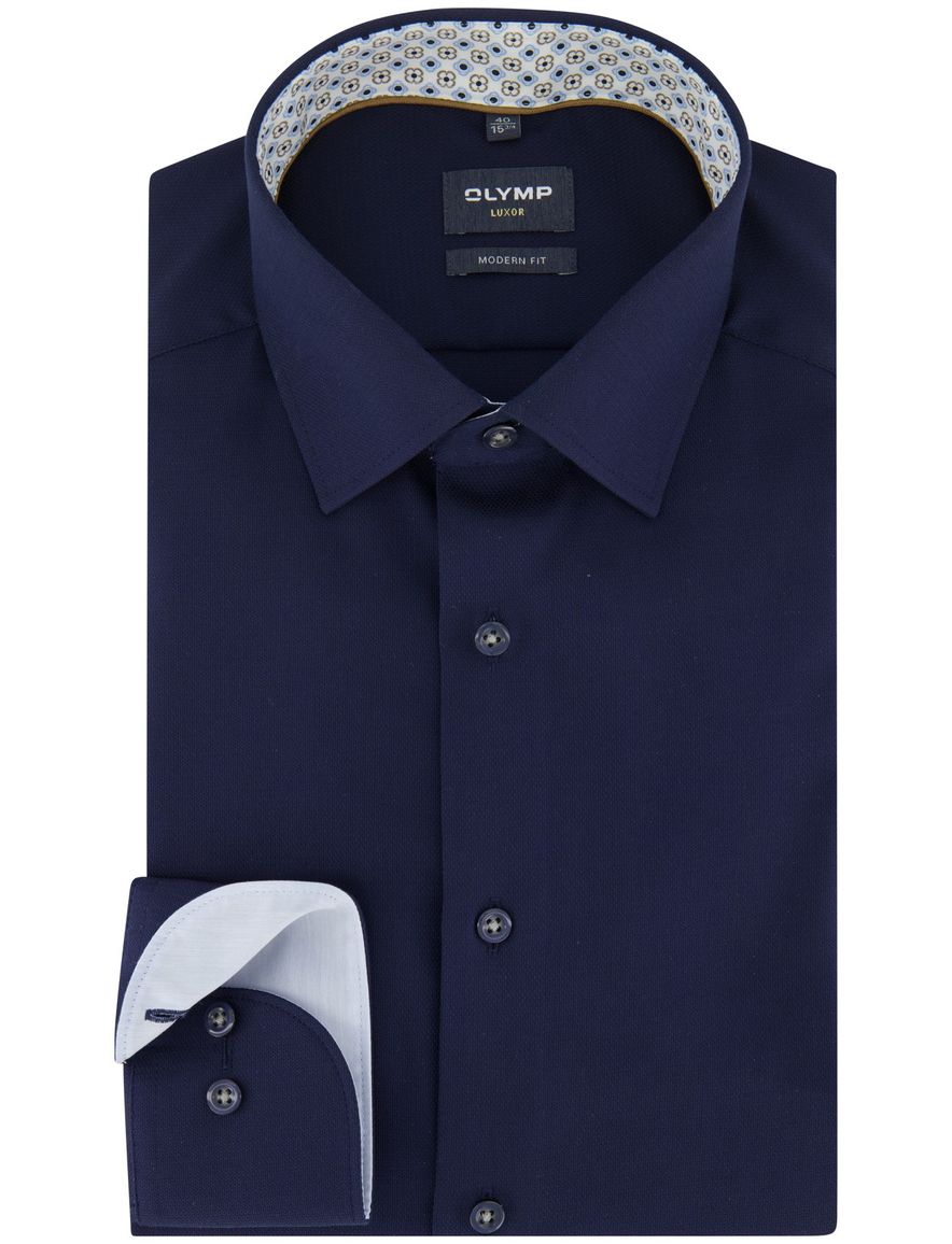 Olymp Modern Fit overhemd navy mouwlengte 7