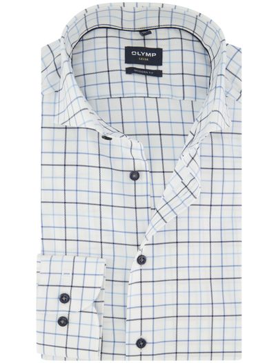Olymp Wit geruite overhemd met extra lange mouwen Olymp modern fit