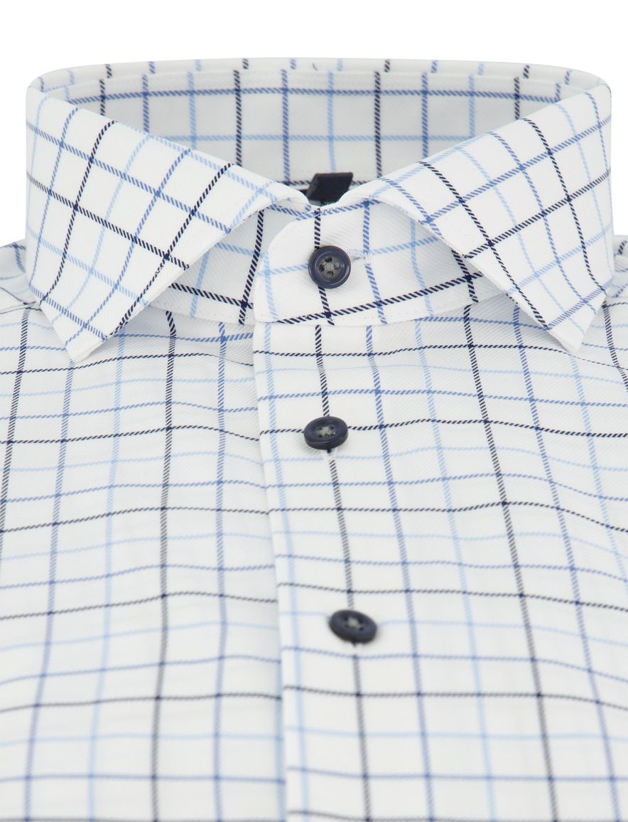 Olymp Modern Fit overhemd wit geruit mouwlengte 7