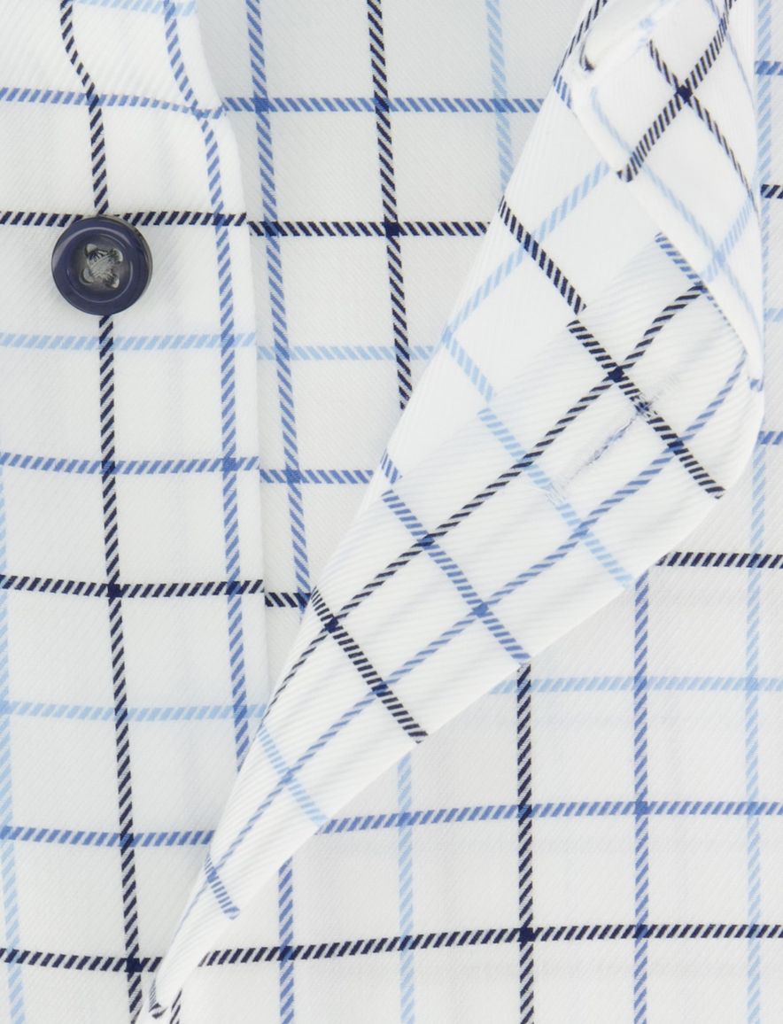 Olymp Modern Fit overhemd wit geruit mouwlengte 7