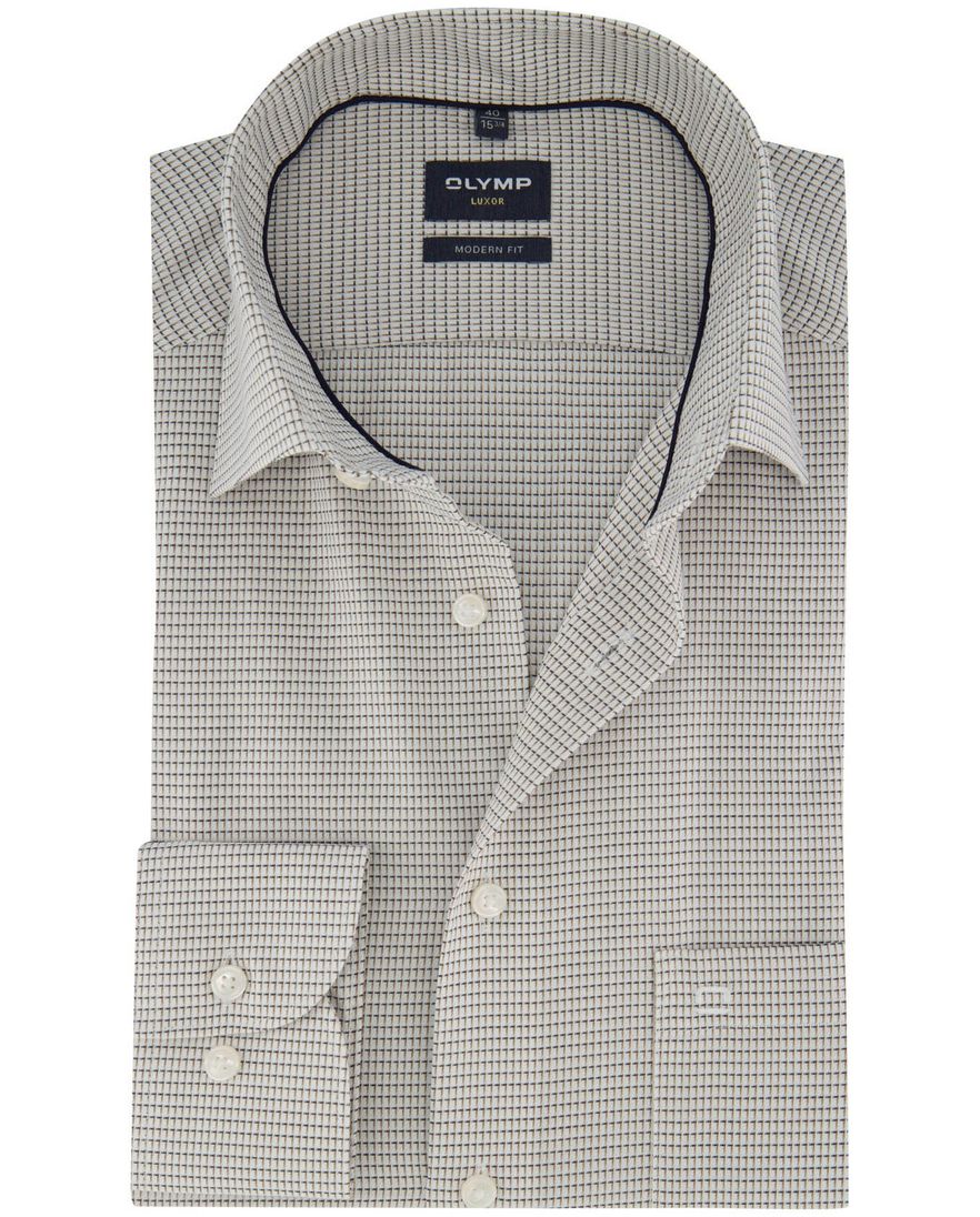 Olymp overhemd strijkvrij printje normale fit borstzak