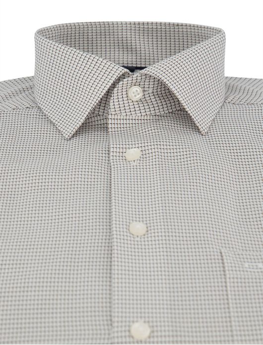 Olymp strijkvrij overhemd beige geprint normale fit