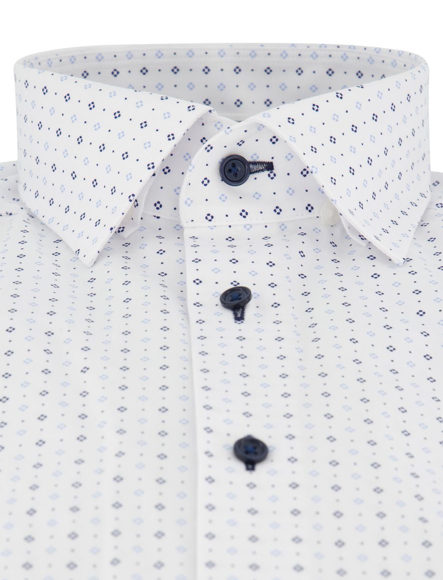 Overhemd wit met print Olymp modern fit semi-wide collar