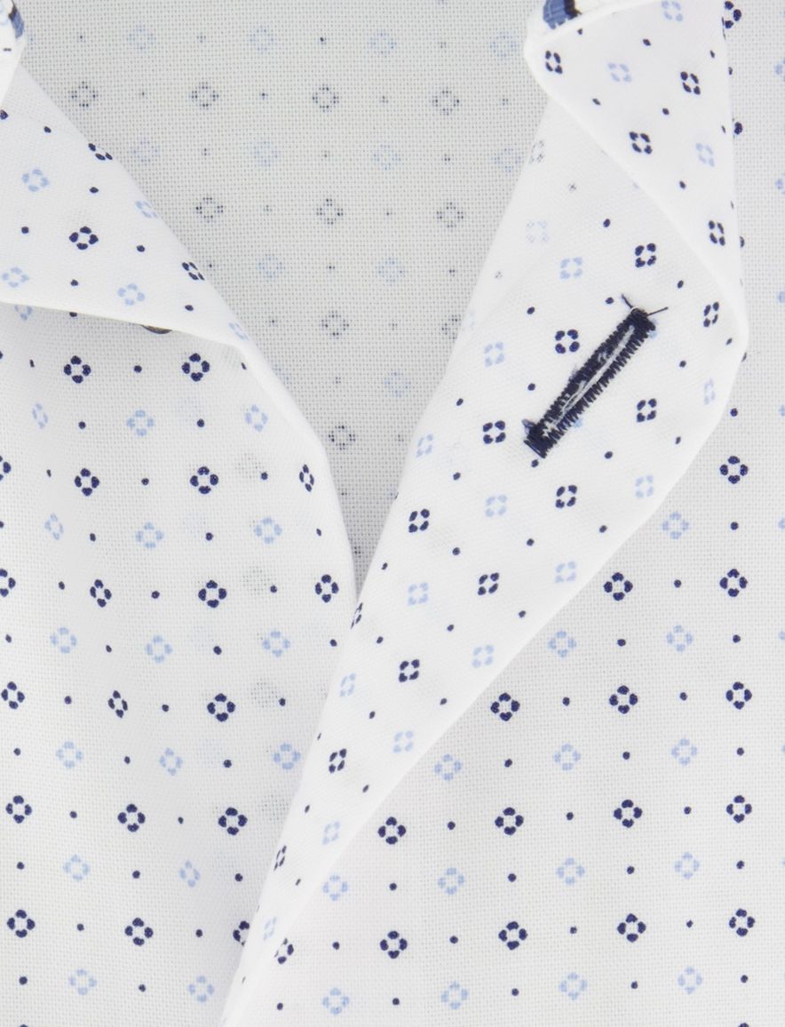 Overhemd wit met print Olymp modern fit semi-wide collar