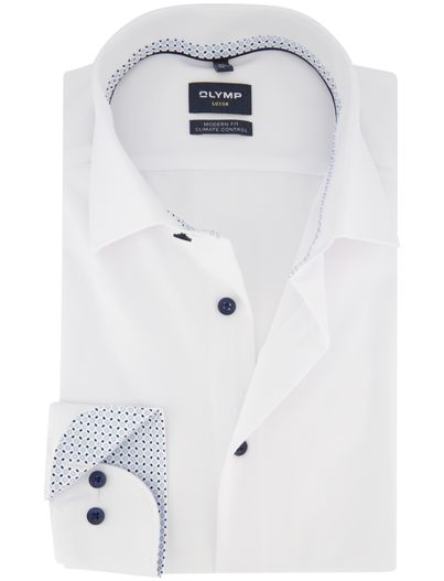 Olymp wit overhemd semi-wide collar Olymp normale fit 100% katoen