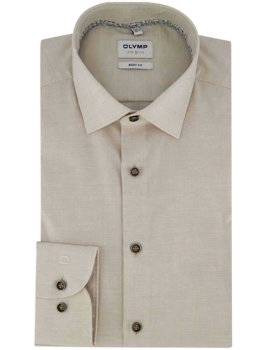 Beige overhemd OLYMP Level Five donkere knopen