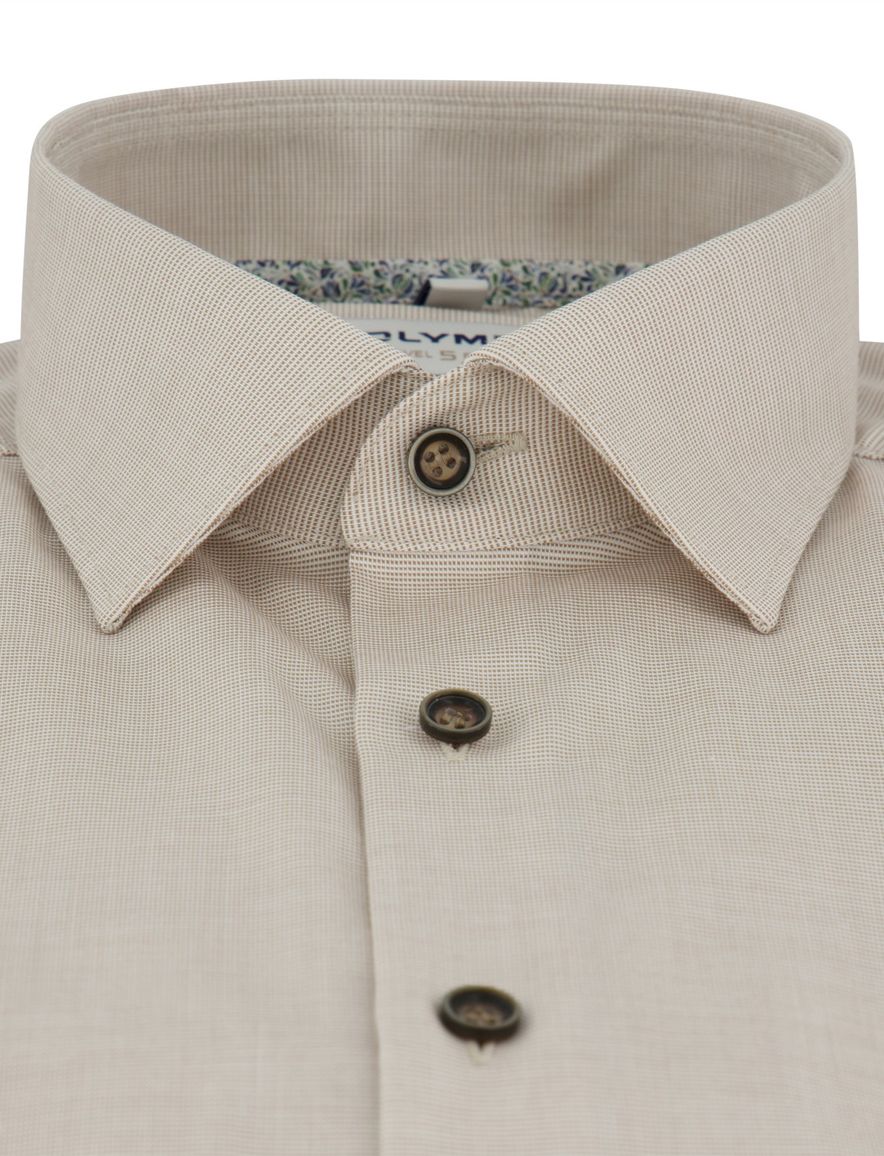 Beige overhemd OLYMP Level Five donkere knopen