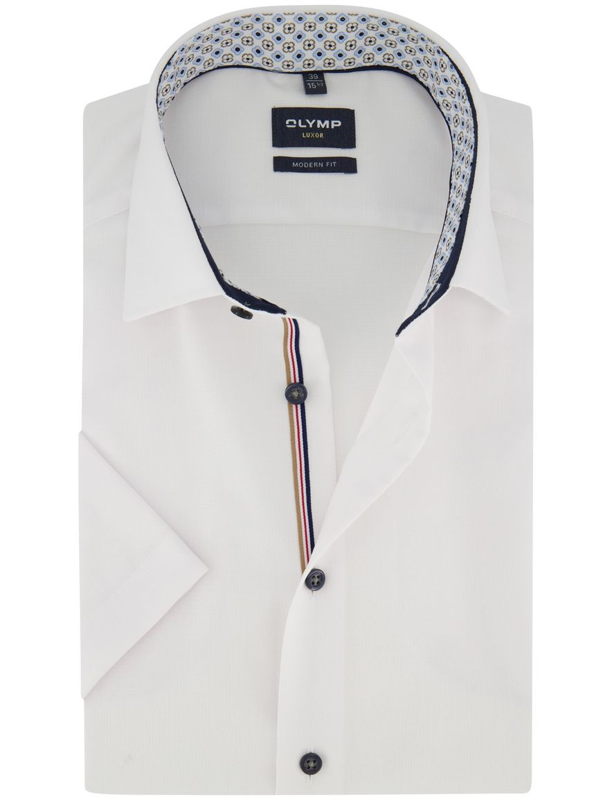 Wit overhemd Olymp Luxor Modern fit korte mouw strijkvrij