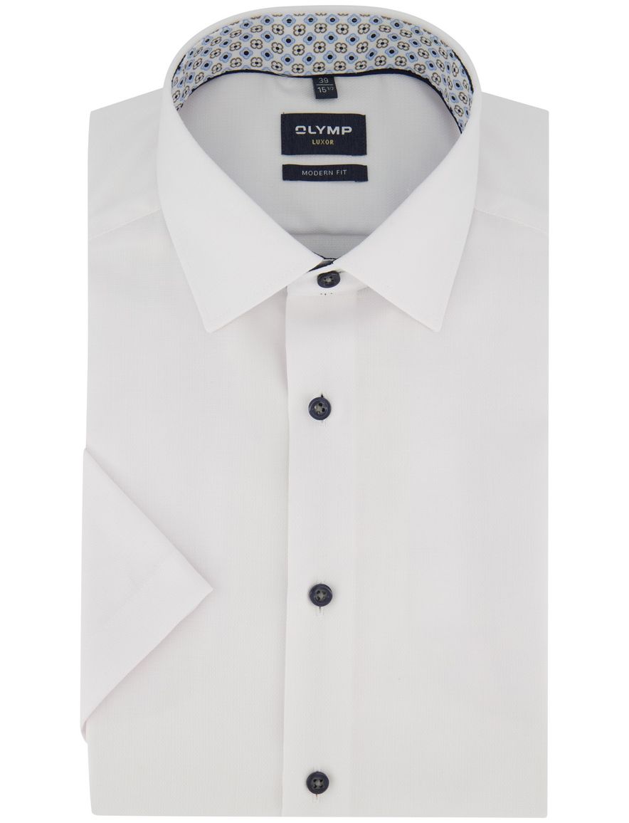 Wit overhemd Olymp Luxor Modern fit korte mouw strijkvrij