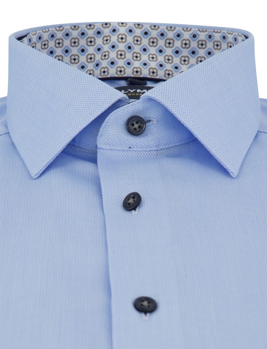 Blauw overhemd Olymp Modern fit korte mouw strijkvrij