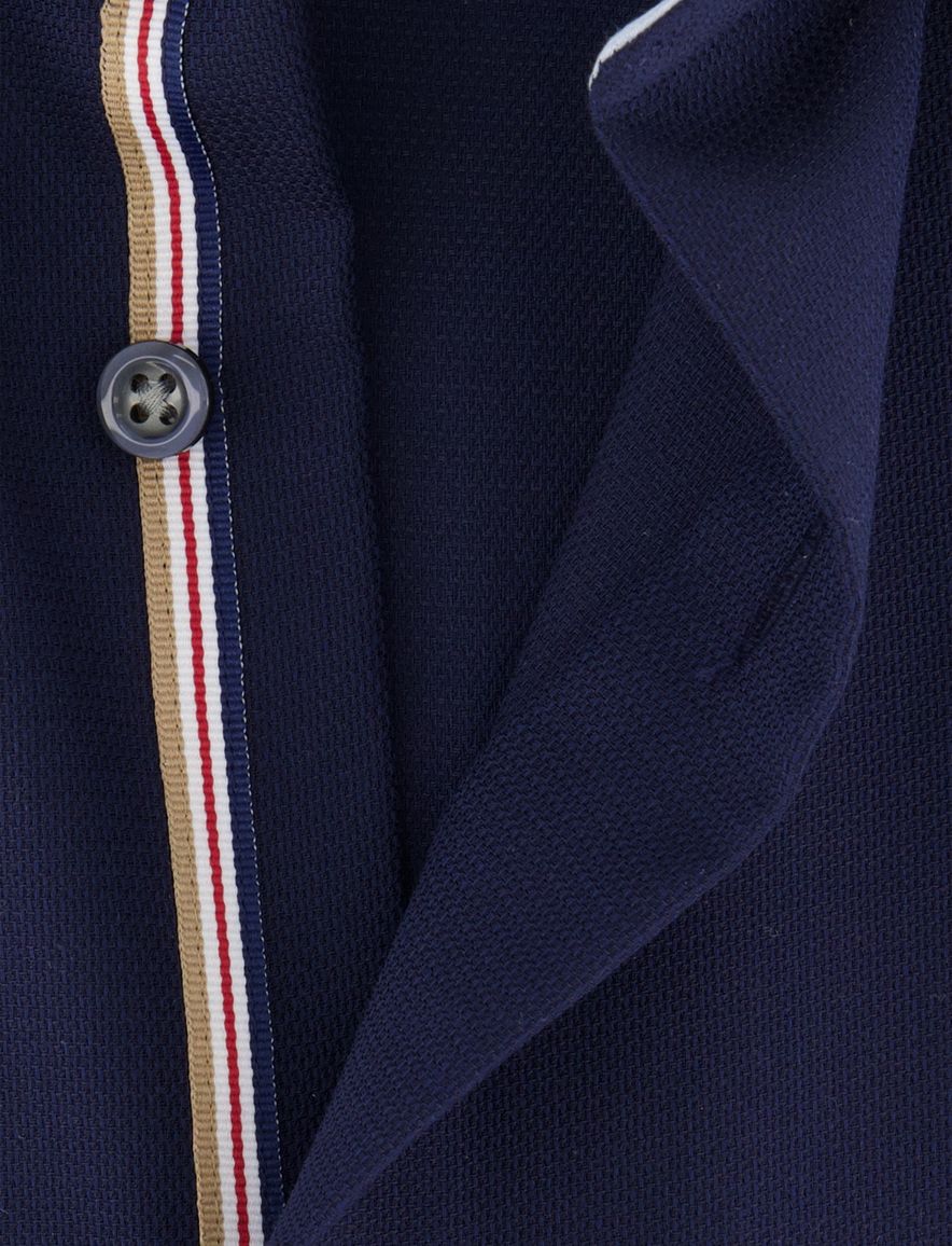 Overhemd navy Olymp modern fit semi-wide collar korte mouw