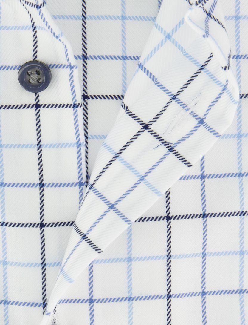 Overhemd Olymp wit geruit korte mouw strijkvrij normale fit