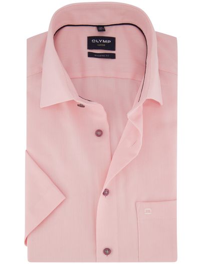 Olymp Korte mouw overhemd Olymp roze strijkvrij normale fit