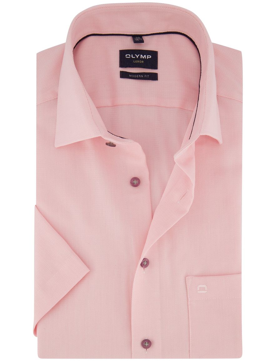 Roze overhemd Olymp Modern fit korte mouw strijkvrij