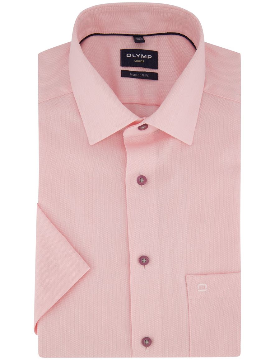 Roze overhemd Olymp Modern fit korte mouw strijkvrij