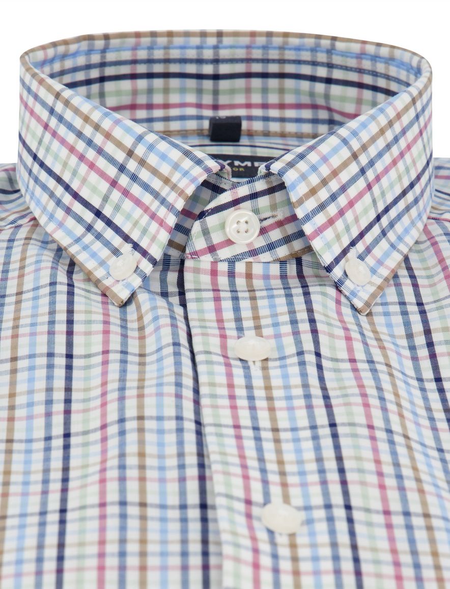 Multicolor geruit overhemd Olymp Luxor Modern fit korte mouw