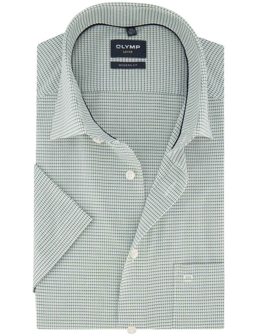 Groen geprint overhemd Olymp Luxor Modern fit korte mouw