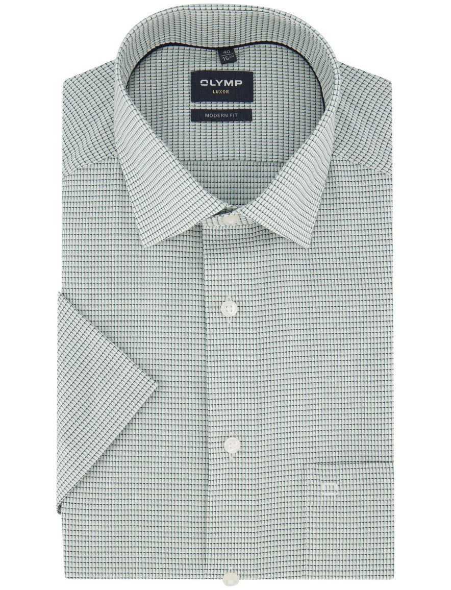 Groen geprint overhemd Olymp Luxor Modern fit korte mouw
