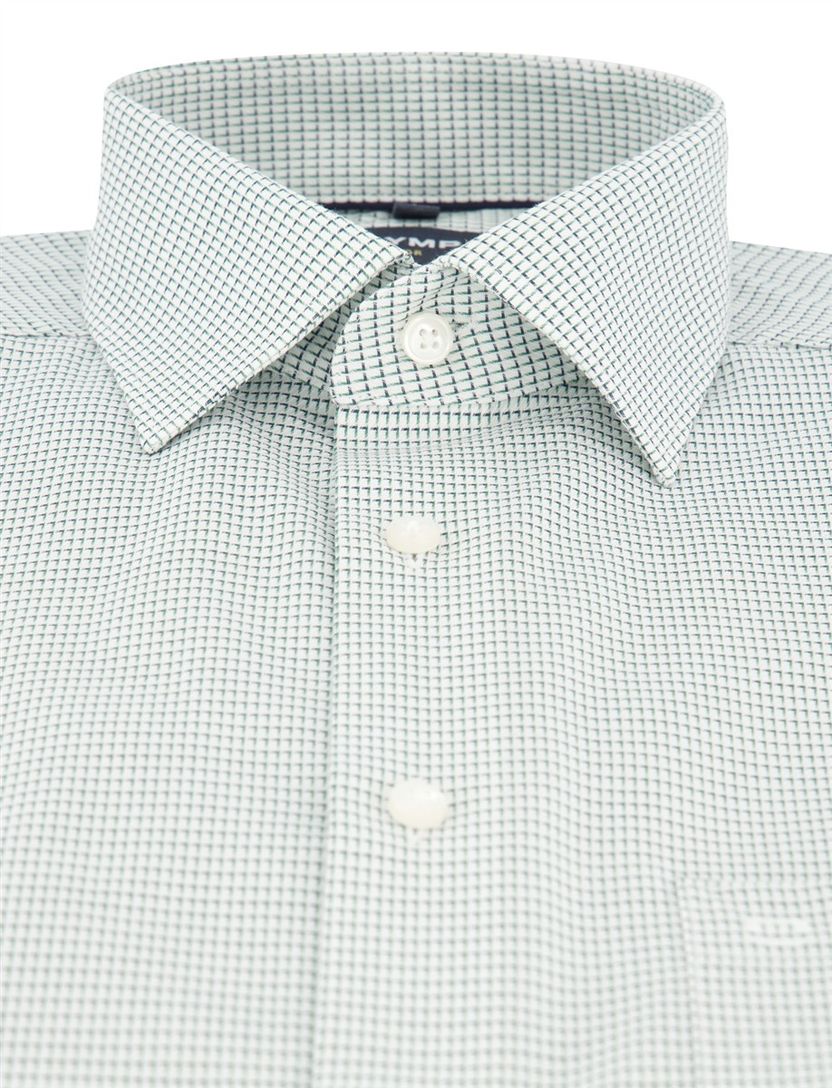 Overhemd Olymp groen geprint strijkvrij borstzak