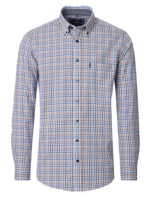 Casa Moda Geprint overhemd Casa Moda Casual Fit blauw mouwlengte 7