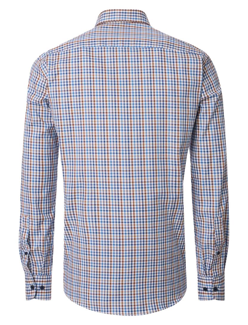 Geprint overhemd Casa Moda Casual Fit blauw mouwlengte 7