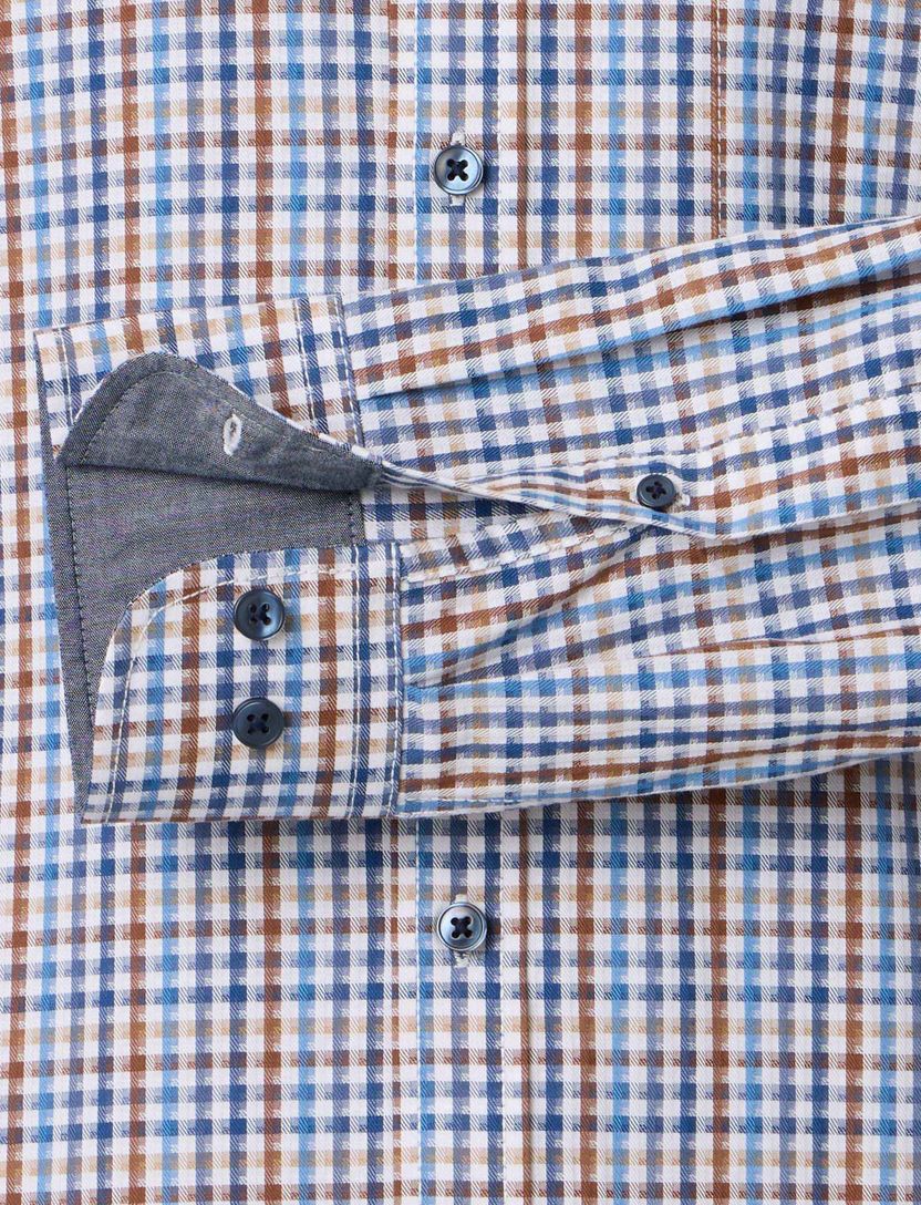 Geprint overhemd Casa Moda Casual Fit blauw mouwlengte 7