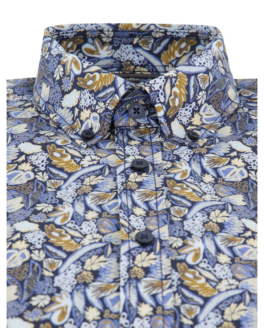 Casa Moda Casual fit Overhemd blauw geprint button-down collar