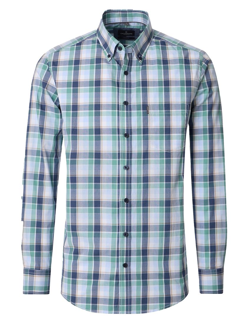 blauwe overhemd 100% katoen Casa Moda button-down collar