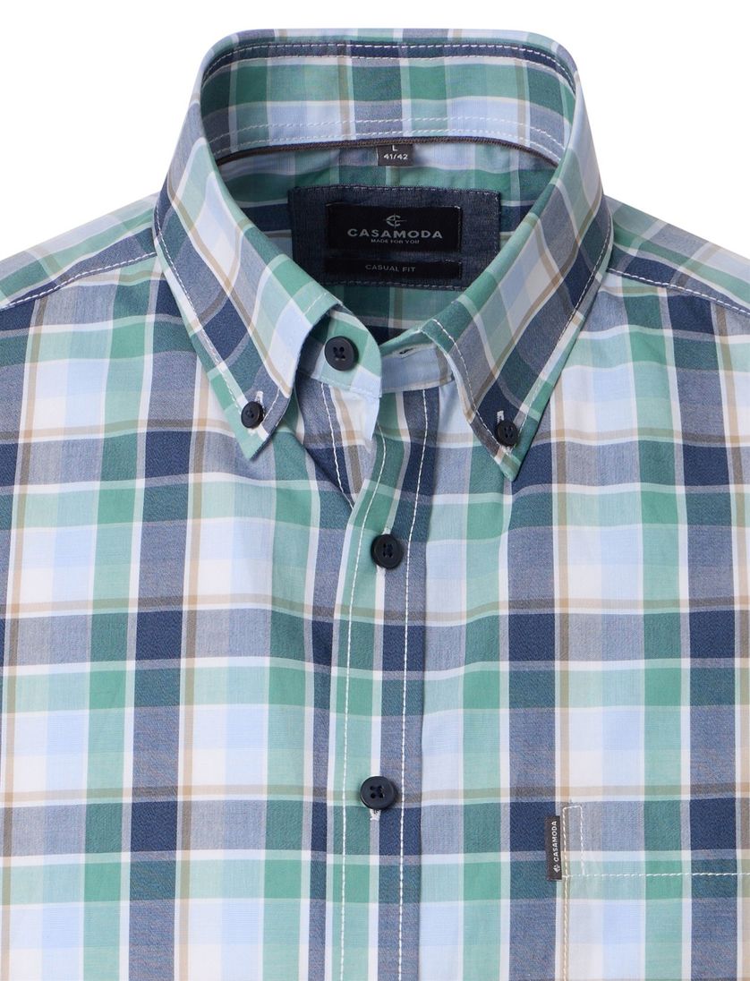 blauwe overhemd 100% katoen Casa Moda button-down collar