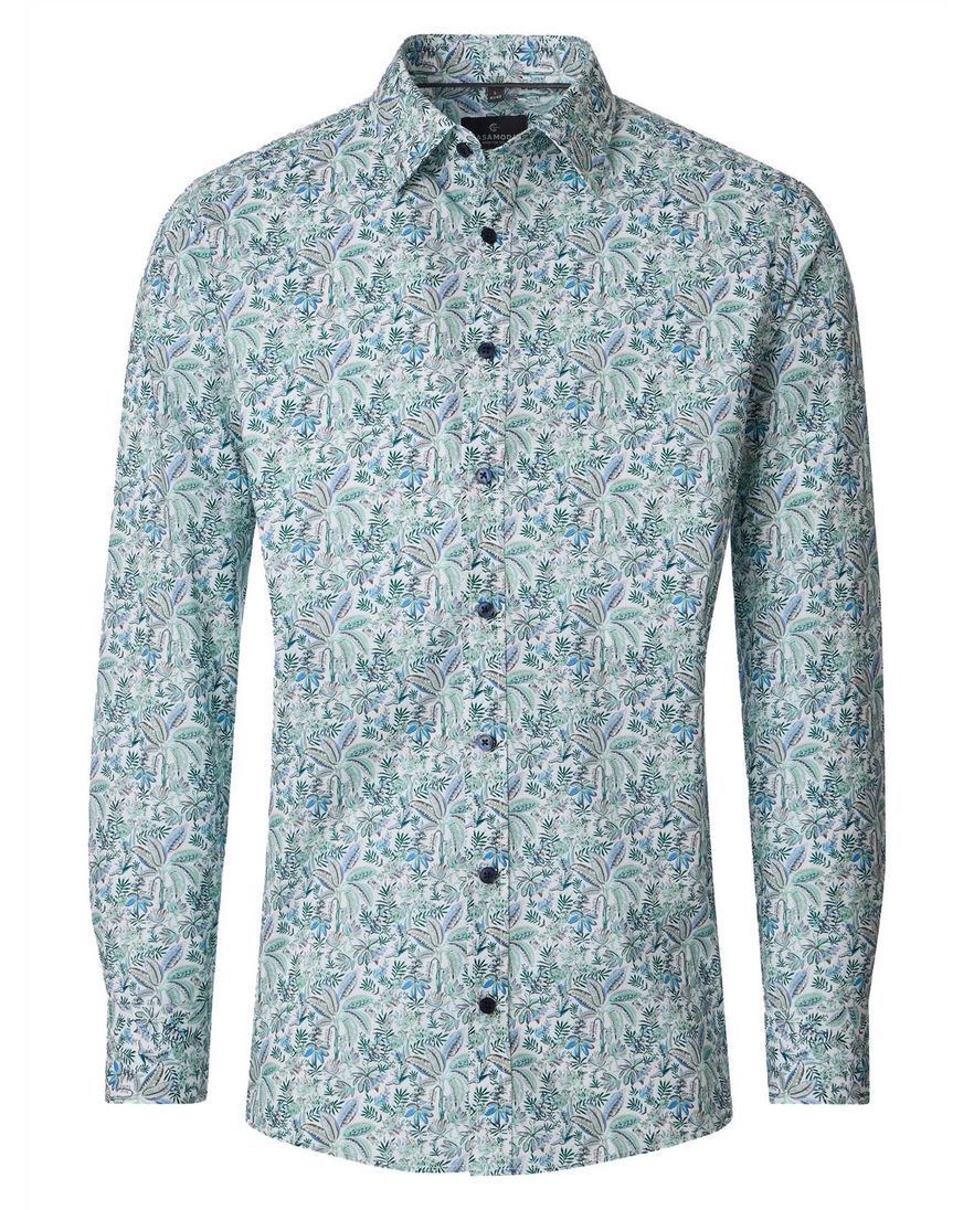 Overhemd groen print Casa Moda Casual Fit bloemen