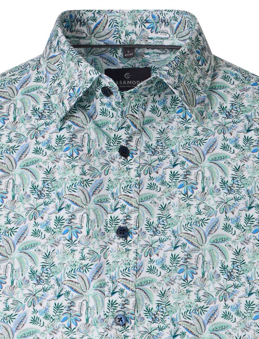 Groen overhemd Casa Moda Casual Fit geprint planten