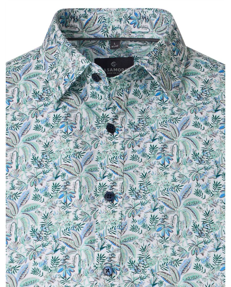 Overhemd groen print Casa Moda Casual Fit bloemen