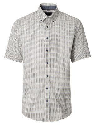 Casa Moda Overhemd wit geprint Casa Moda geel blauw