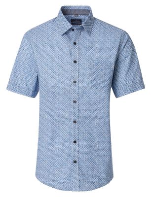 Casa Moda Blauw geprint Overhemd Casa Moda patroon