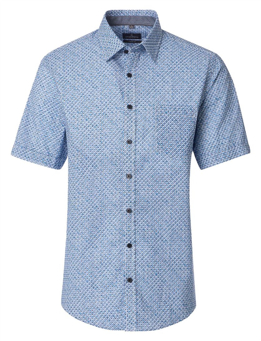 Blauw geprint Overhemd Casa Moda patroon