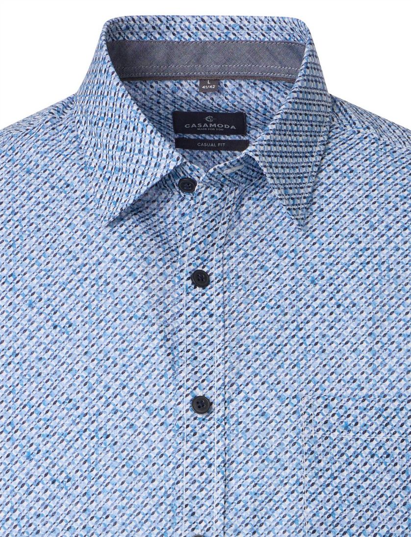 Blauw geprint Overhemd Casa Moda patroon