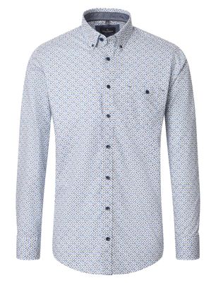 Casa Moda Geprint overhemd Casa Moda Casual Fit blauw mouwlengte 7