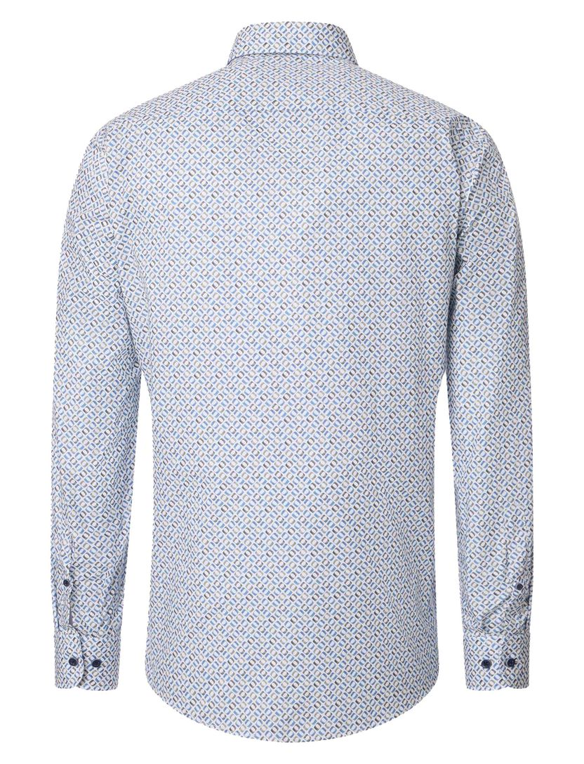 Geprint overhemd Casa Moda Casual Fit blauw mouwlengte 7