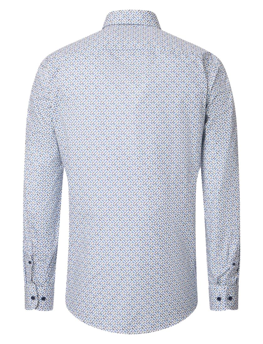 Geprint overhemd Casa Moda Casual Fit blauw mouwlengte 7