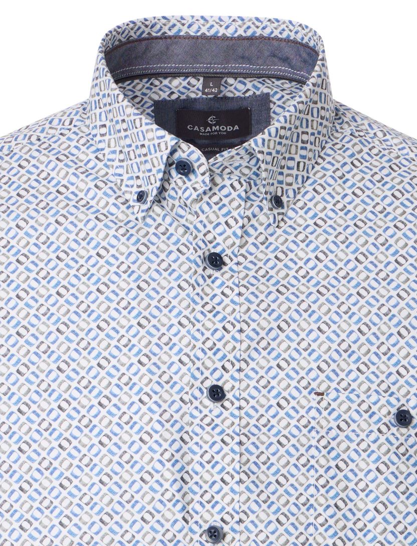 Geprint overhemd Casa Moda Casual Fit blauw mouwlengte 7