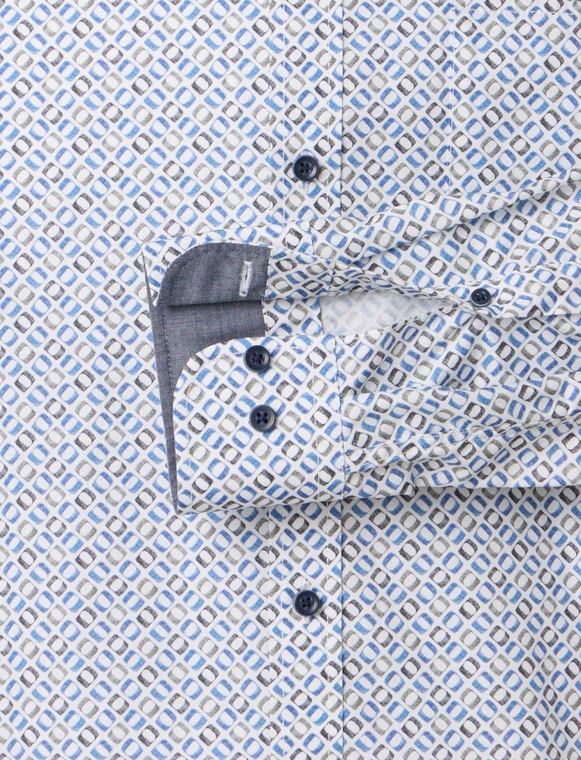 Geprint overhemd Casa Moda Casual Fit blauw mouwlengte 7