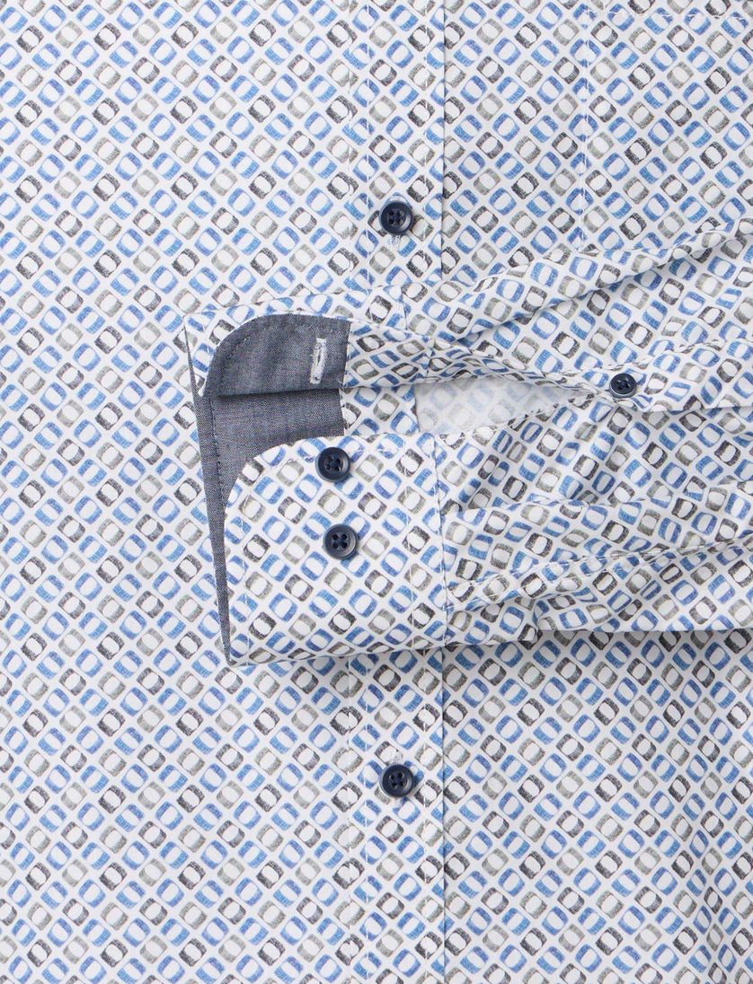 Geprint overhemd Casa Moda Casual Fit blauw mouwlengte 7