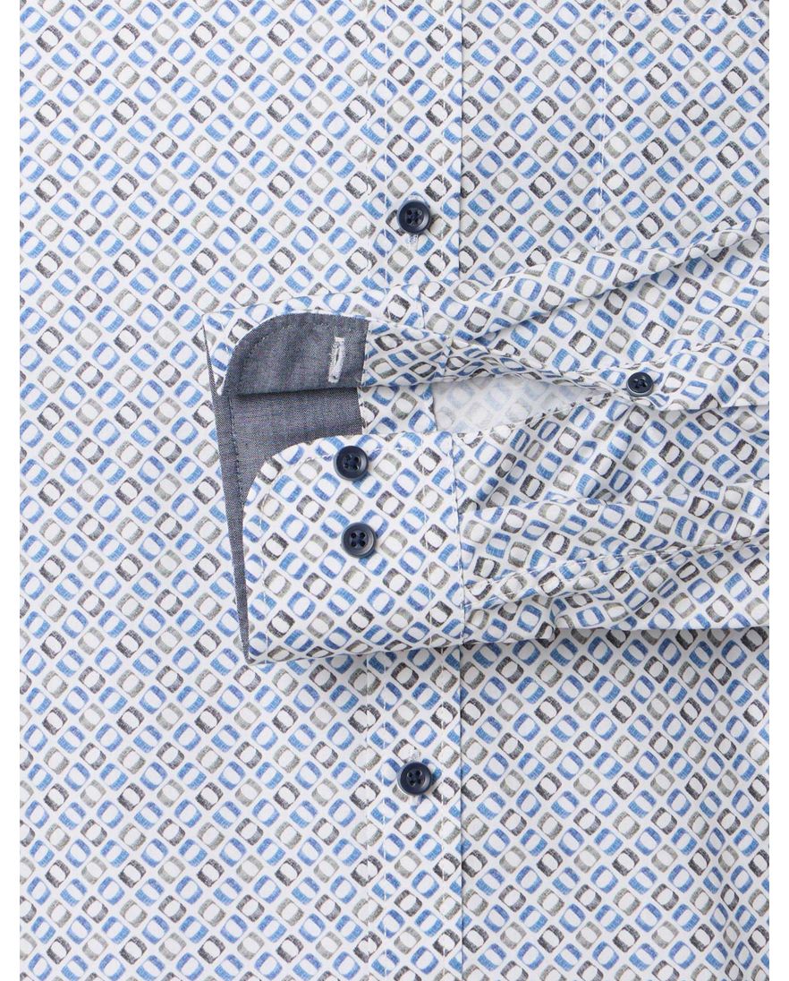 Overhemd Casa Moda Casual Fit button-down boord blauw geprint