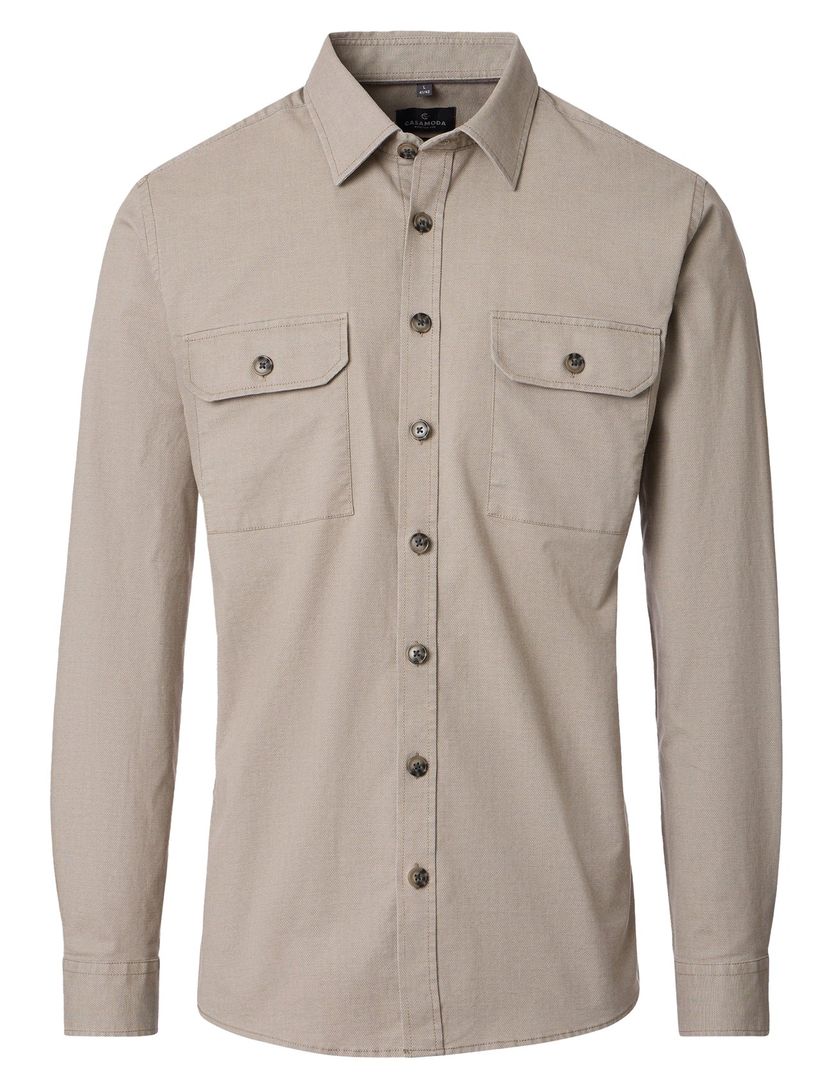 Beige Overshirt Casa Moda katoen effen