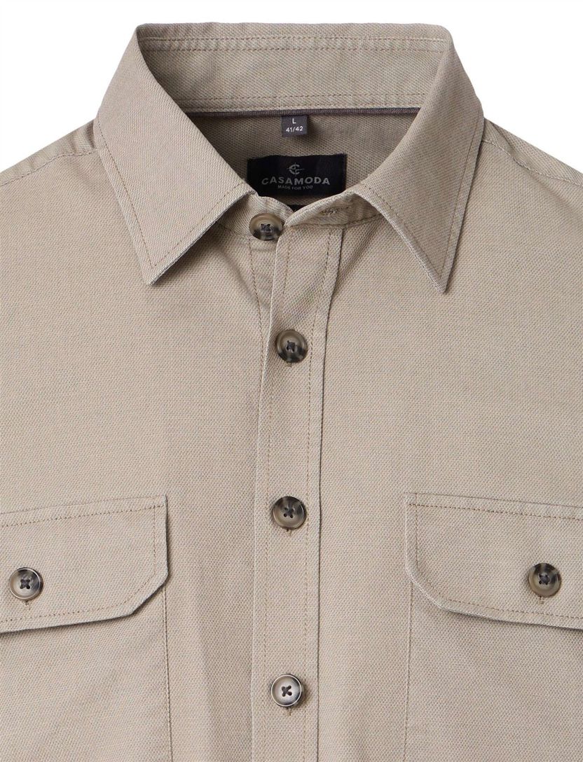 Beige Overshirt Casa Moda katoen effen