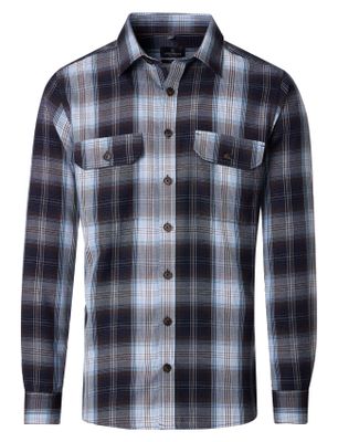 Casa Moda Donkerblauw geruit overshirt Casa Moda knoop sluiting