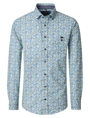 Casa Moda overhemd blauw Casa Moda geprint met borstzak