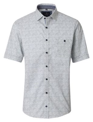 Casa Moda Wit overhemd geprint Casa Moda Casual Fit donkere knoop