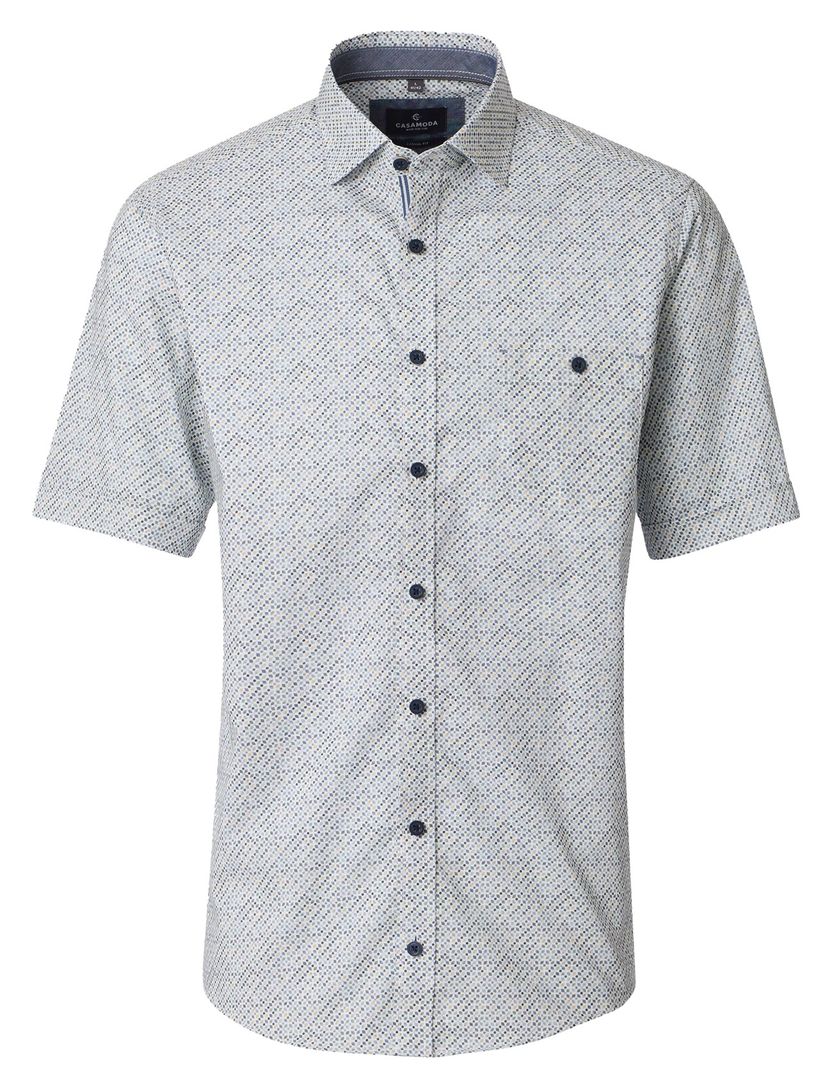 Wit overhemd geprint Casa Moda Casual Fit donkere knoop
